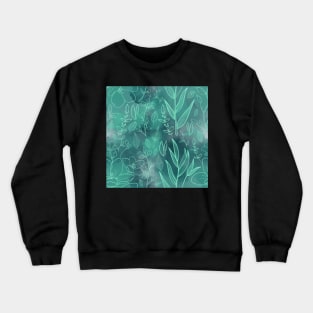 Watercolour Line Art Florals Green Crewneck Sweatshirt